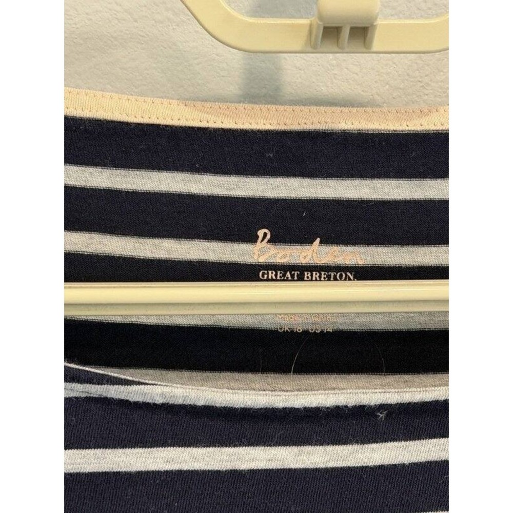 Boden Breton Striped Long‎ Sleeve Cotton Shirt Black Gray Size 14 - Picture 4 of 9